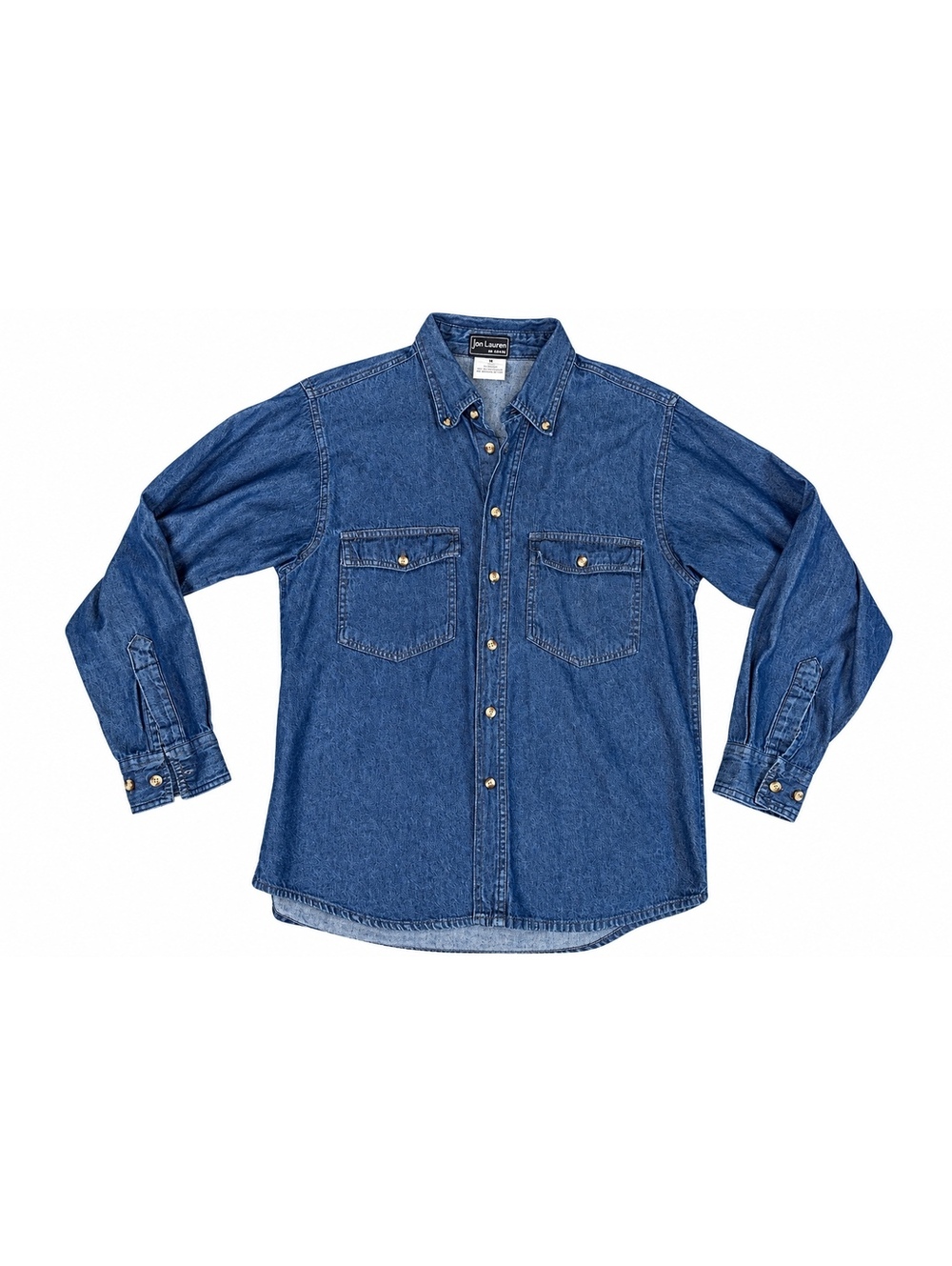 Vintage Jon Lauren Men’s Denim Button Down Shirt Blue Cotton Long Sleeve M
